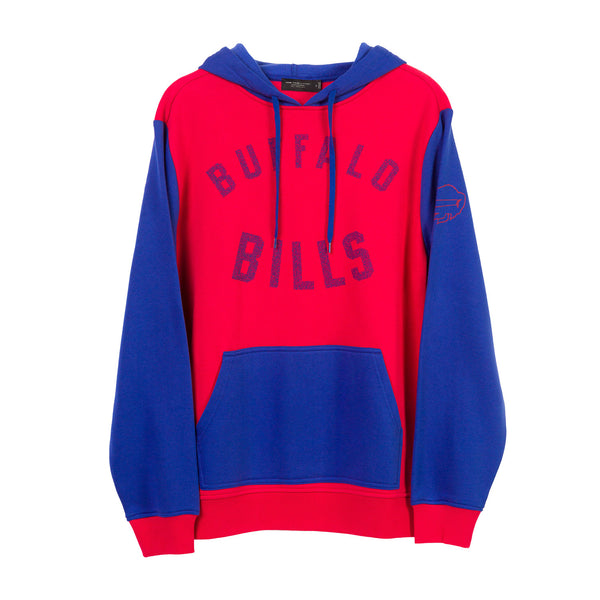 Junk Food Bills Team Wordmark Pullover Sweatshirt In Red & Blue - Front View