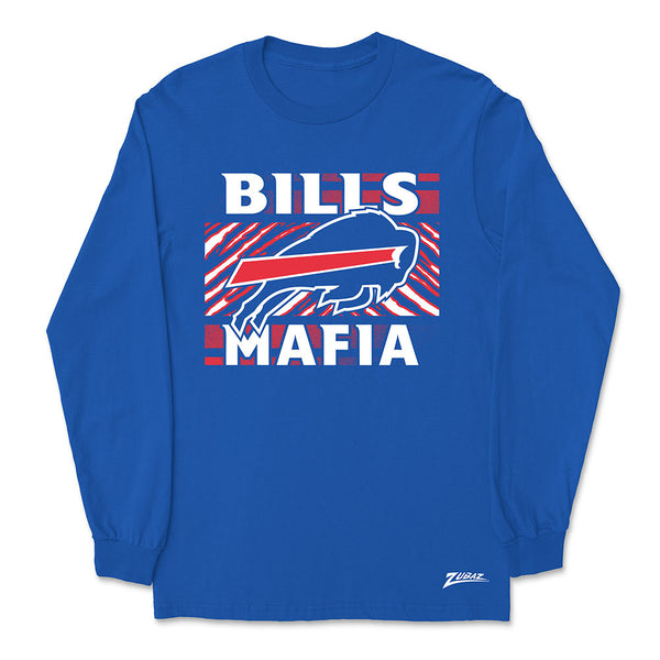 Bills Zubaz Mafia Long Sleeve T-Shirt in Blue - Front View