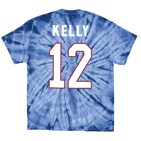 Mitchell & Ness Bills Jim Kelly Tie Dye T-Shirt in Blue - Back View