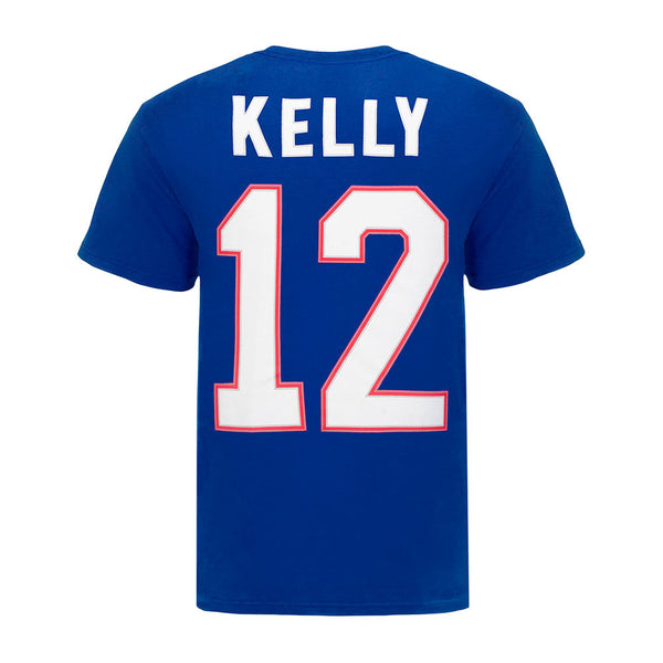 Bills Mitchell & Ness Jim Kelly Name & Number T-Shirt in Blue - Back View