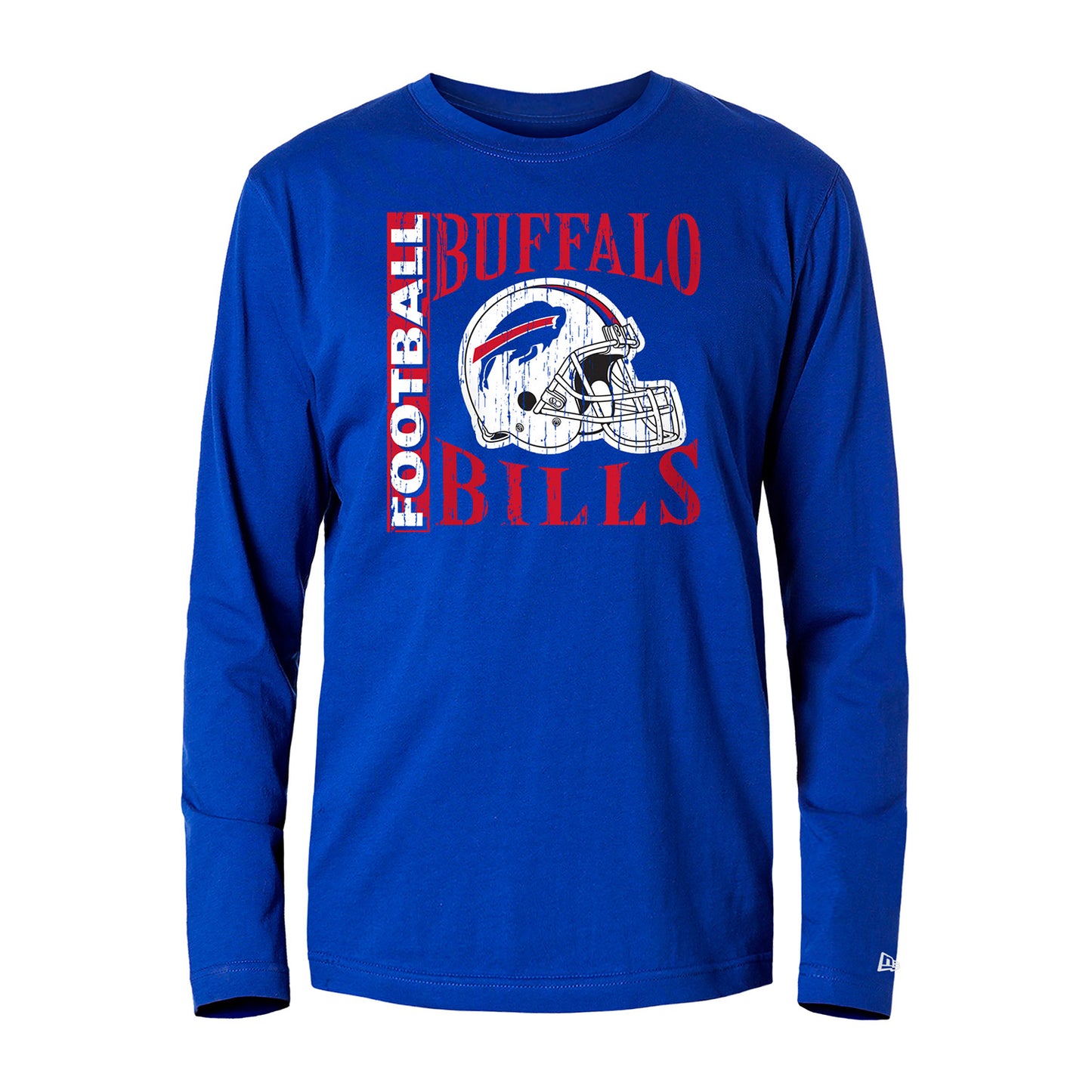 New Era Bills Helmet Long Sleeve T-Shirt In Blue - Front View