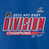 Bills 2022 AFC East Division Champions T-Shirt In Blue - Zoom View On Front Graphic