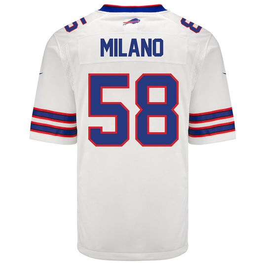 Nike Game Away Matt Milano Jersey in White - Back View