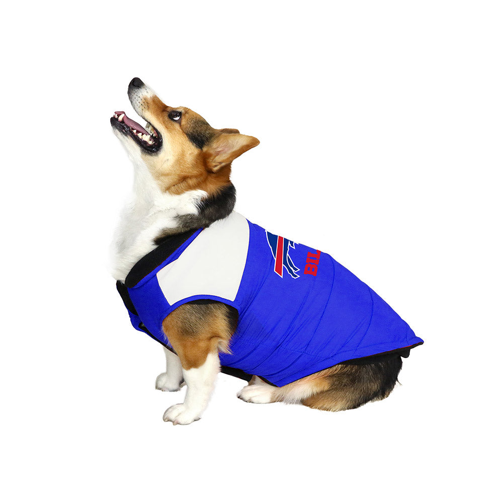 Bills Pet Puffer Vest In Blue - Left Side View