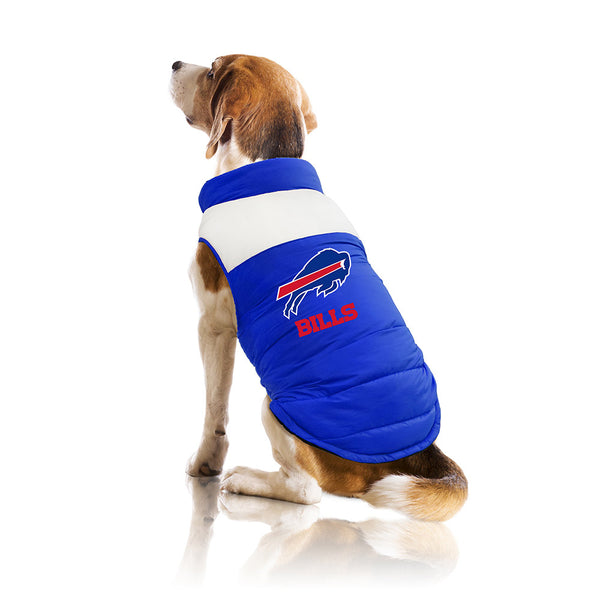 Bills Pet Puffer Vest In Blue - Back View On Model