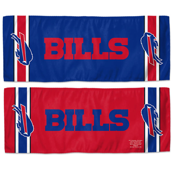 Bills 12x30 Cooling Towel in Blue and Red - Top View