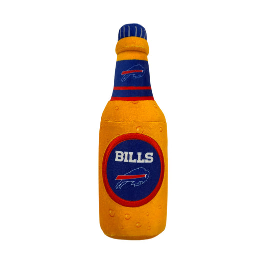 Bills Plush Bottle Pet Toy In Brown - Front View