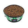 Bills Collapsible Pet Bowl In Green & Brown - Front View With Food 