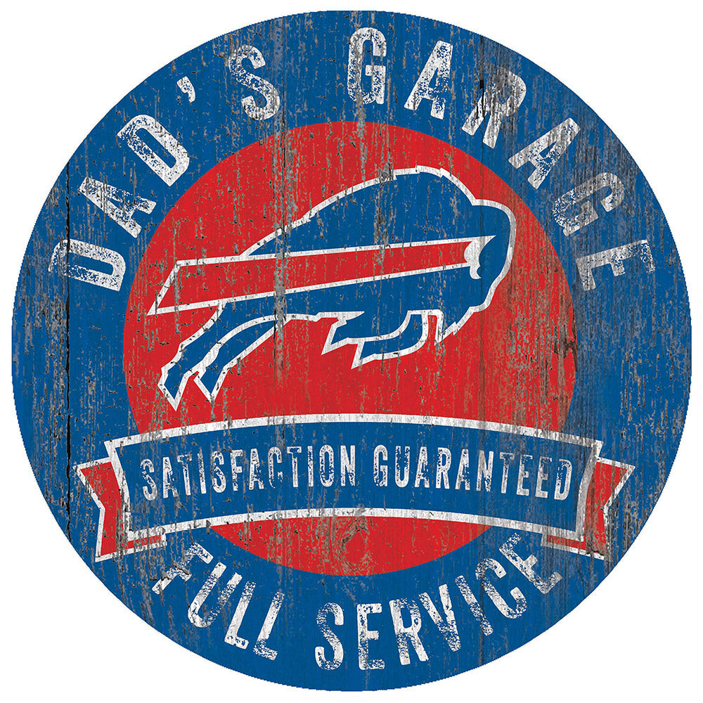 Bills Dad's Garage Sign in Blue and Red - Front View