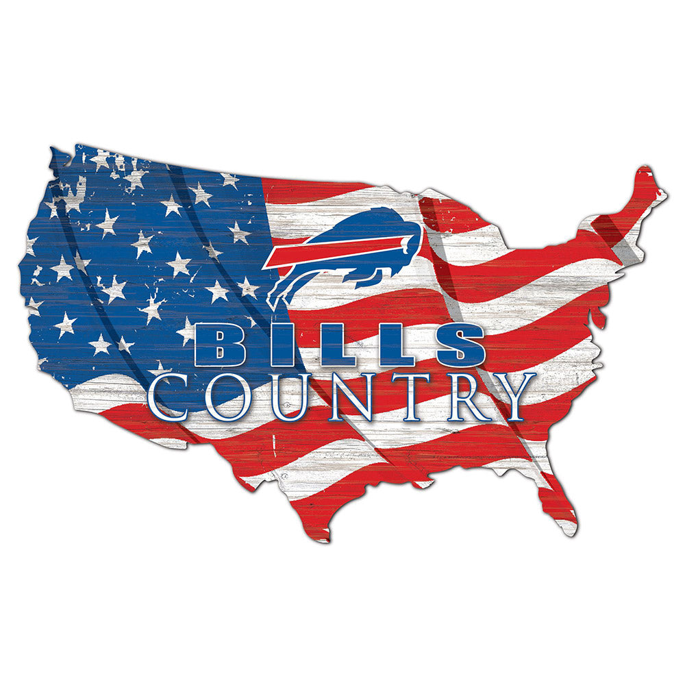 Bills 18" USA Bills Country Sign in Red, White and Blue - Front View