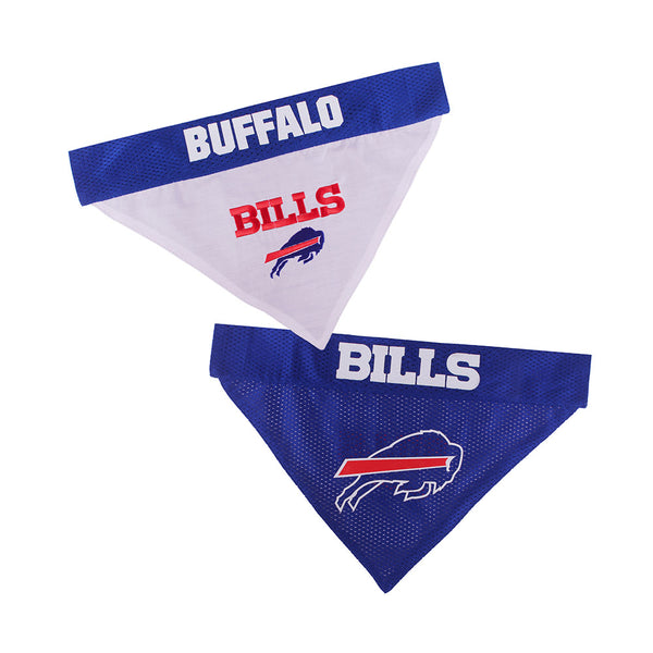 Bills Reversible Pet Bandana in Blue and White - Front View