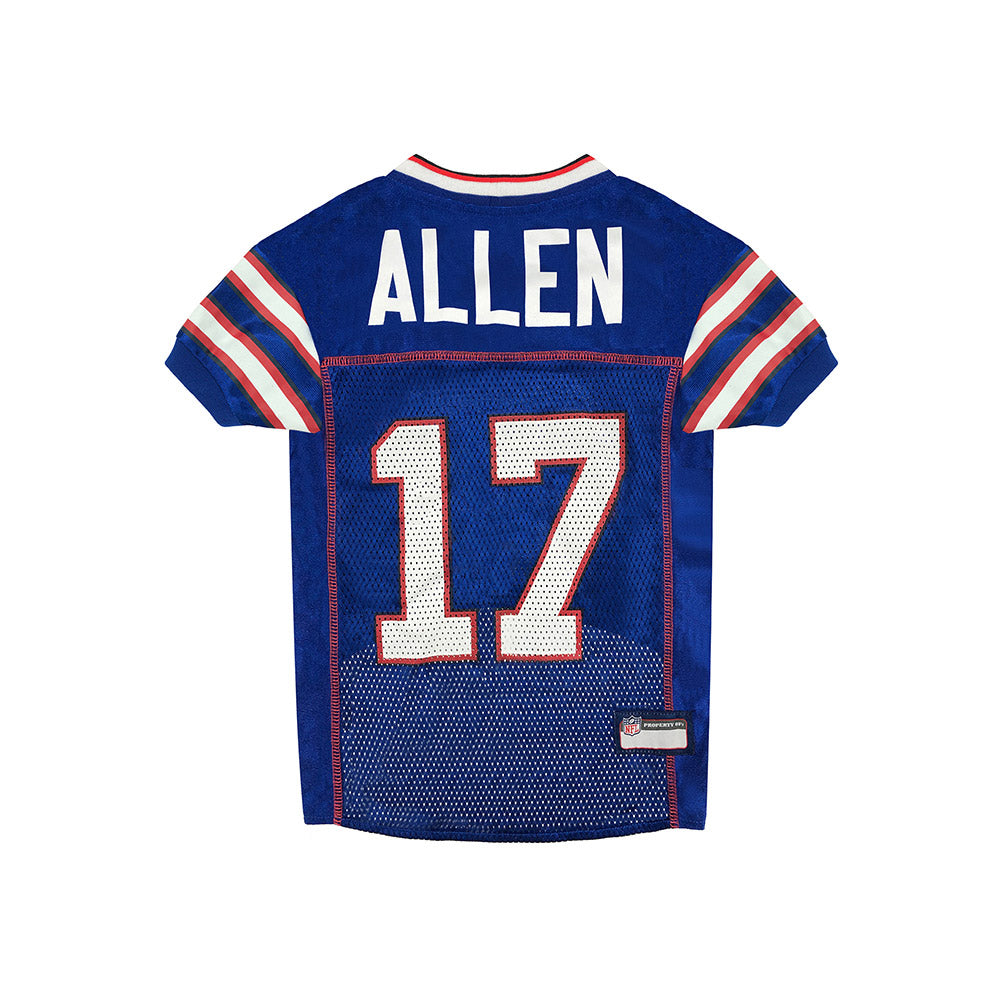 Bills Josh Allen Pet Jersey in Blue, Red, and White - Back View