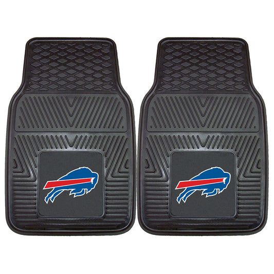 Bills Vinyl Car Mat 2 Piece Set in Black - Front View