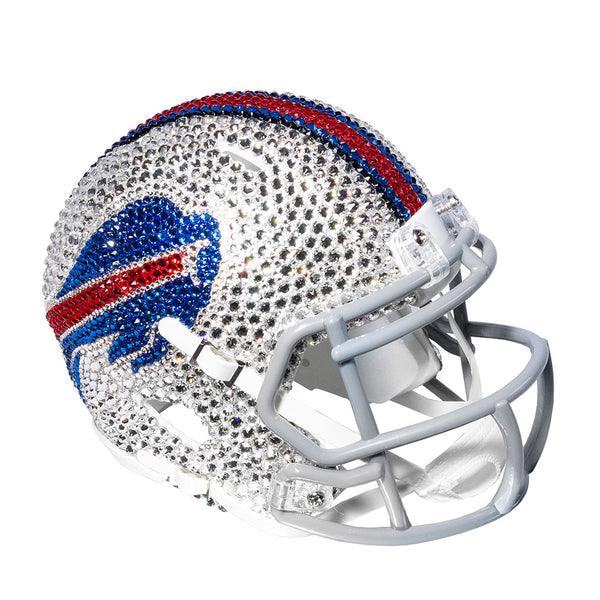Bills Swarovski Crystal Full Size Helmet in Silver, Blue and Red - Right View