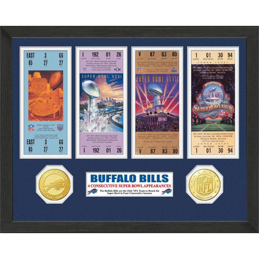 Buffalo Bills 4 Consecutive Super Bowl Appearances Ticket Collection - Front View