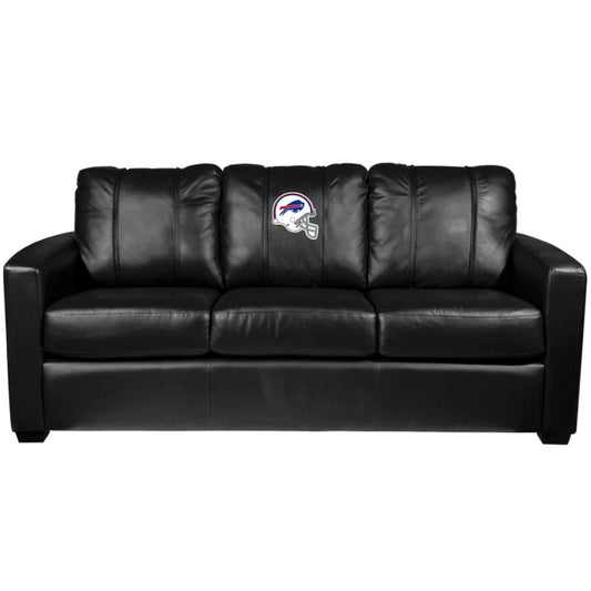 Dreamseat Bills Silver Sofa with  Helmet Logo in Black - Front View