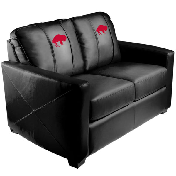 Dreamseat Bills Silver Loveseat with  Secondary Logo in Black - Front Right View
