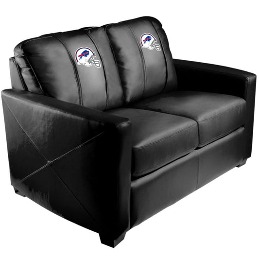 Dreamseat Bills Silver Loveseat with  Helmet Logo in Black - Front Right View