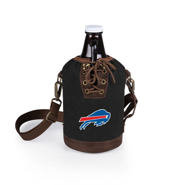 Picnic Time Bills Glass Growler w/ Tote in Black and Brown, with bottle