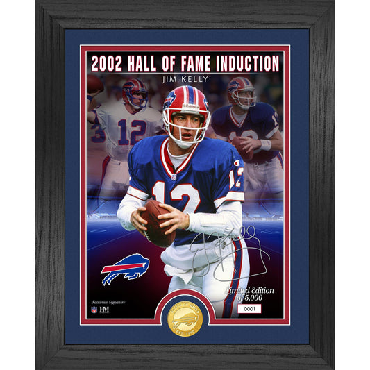 Highland Mint Jim Kelly Bills Hall of Fame Induction Bronze Coin Photo Mint In Black & Blue - Front View