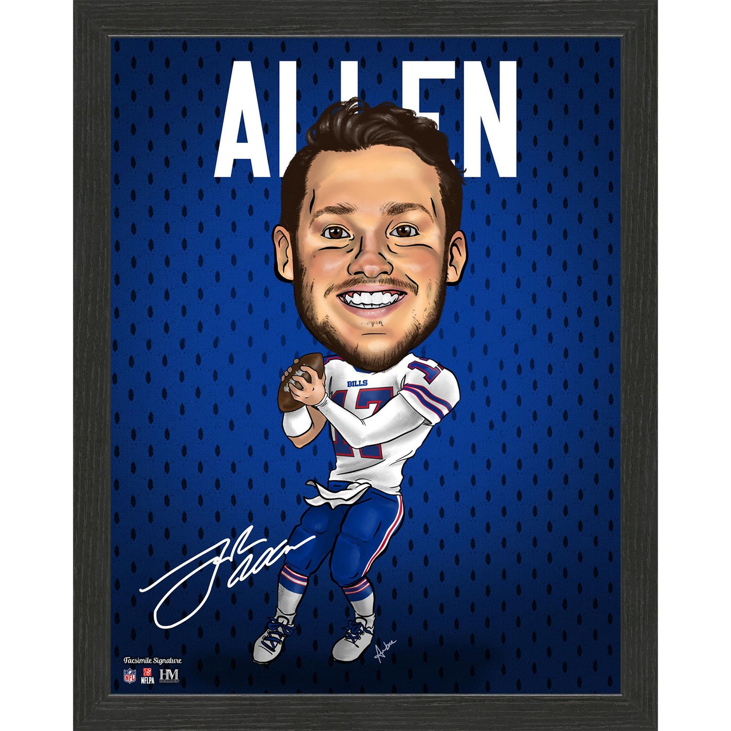 Highland Mint Josh Allen Buffalo Bills Framed Dynamo In Black & Blue - Front View