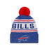 Youth New Era Toasty Cover Knit Hat In Blue, White & Red - Front View