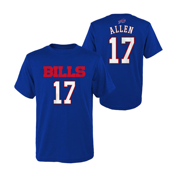 Youth Bills Outerstuff Josh Allen T-Shirt in Blue - Front and Back View