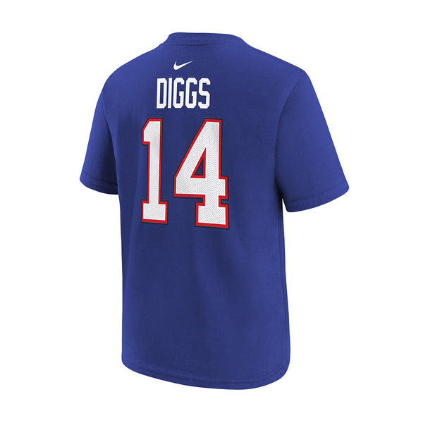 Youth Nike Stefon Diggs Name & Number T-Shirt In Blue - Back View