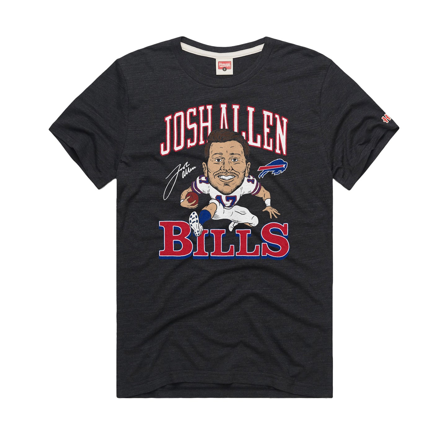 Homage Bills Josh Allen Caricature T-Shirt in Black - Front View